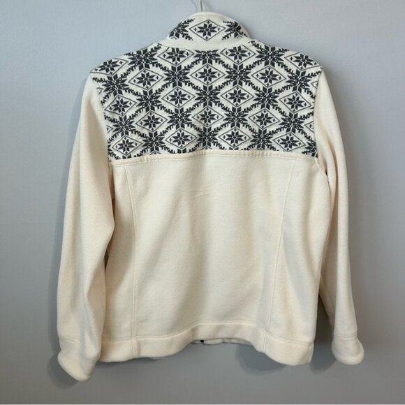 L.L. Bean Women's Nordic Fair Isle Fleece Full Zip Cream Jacket Size Large - Picture 5 of 7